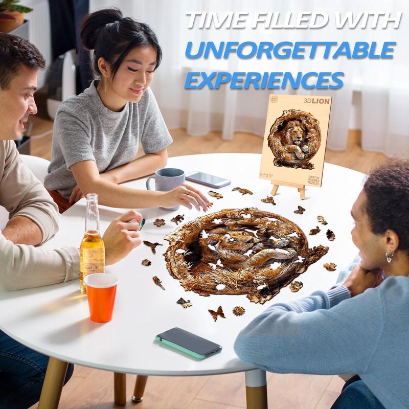 3D Lion Wooden Jigsaw Puzzle - Educational Toy for Kids and Adults 3d  wooden