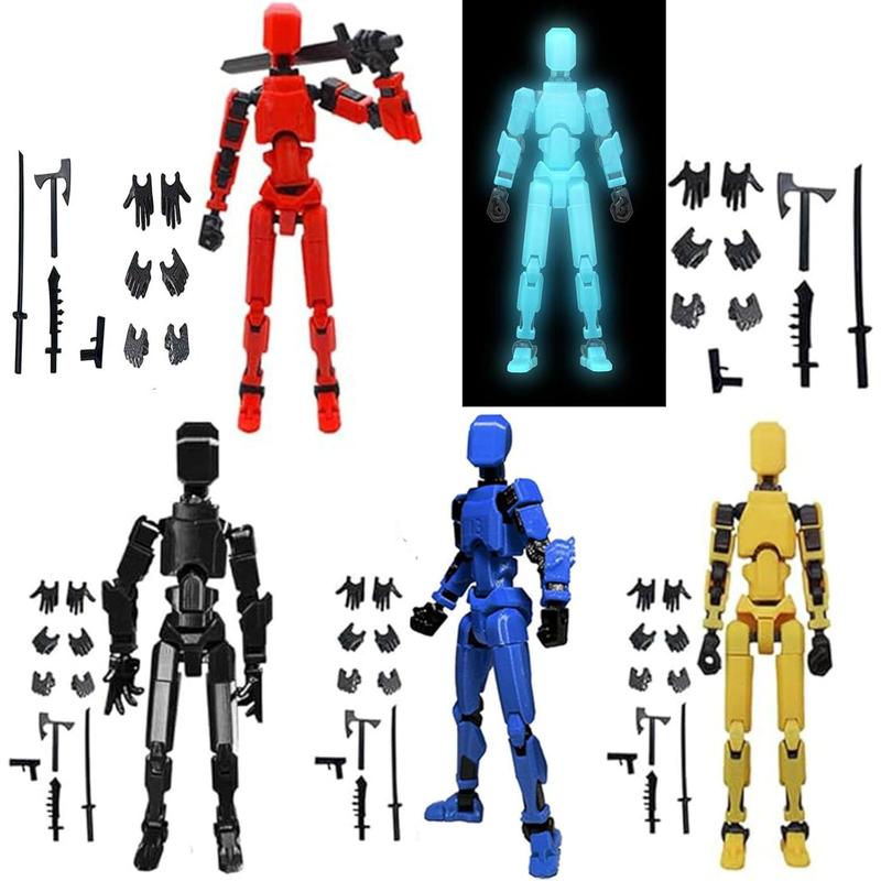 T13 Action Figures Set (Assembly Completed) Robot Fidget Toys Lucky Dummy Nova N13 Anime Figures with Multi Movable Joints Toys for Kids (5PcsC)