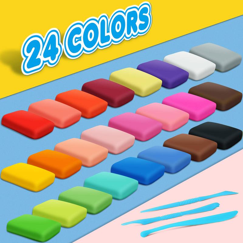 Magic Clay - Air Dry Clay 24 Colors, Modeling Clay for Kids with Tools, Soft & Ultra Light, Toys Gifts forBoys Girls Kids