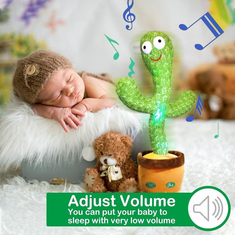 Dancing Talking Cactus Mimicking Toy,Talking Repeat Singing Sunny Cactus Toy 120 count Songs for Baby 15S Record Your Sound Sing+Dancing+Recording+LED