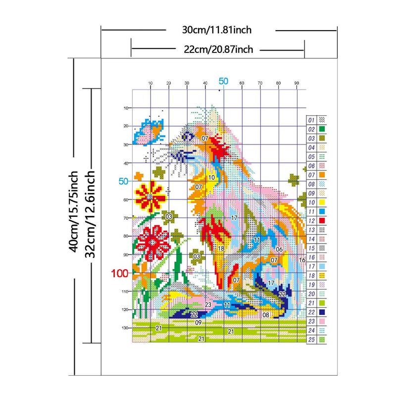 Colorful Cat Pattern DIY Cross Stitch Kit, 1 Set DIY Painting Cat Needle Line Kit, Cross Stitch Kit for Beginners, Cross Stitch Supplies, Handmade Ornaments