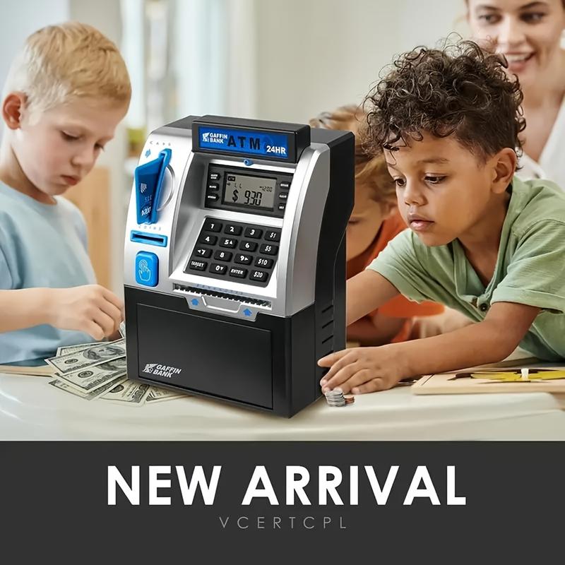 Kids ATM Money Box, Coin Storage BoxElectronic Coin and Banknote Deposit Machine, Interactive Play Cash Register
