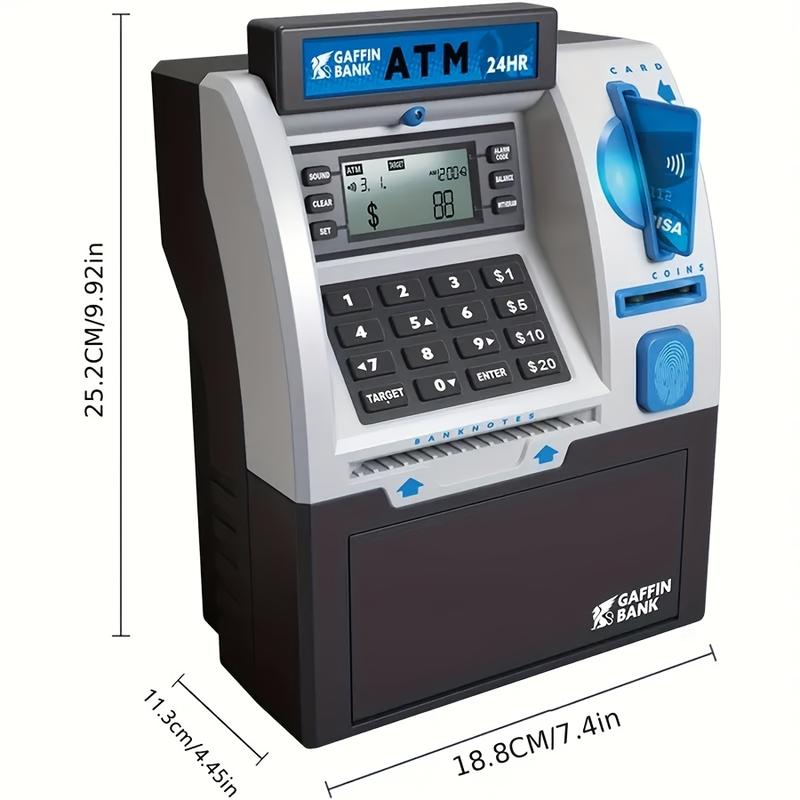 Kids ATM Money Box, Coin Storage BoxElectronic Coin and Banknote Deposit Machine, Interactive Play Cash Register