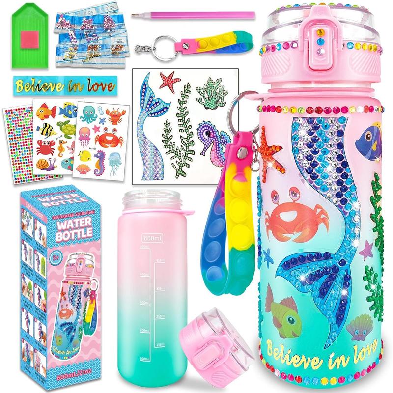 EDsportshouse Decorate Your Own Water Bottle Kits for Girls Age 4-6-8-10,Unicorn Painting Crafts,Fun Arts and Crafts Gifts Toys for Girls Birthday Christmas(Unicorn)