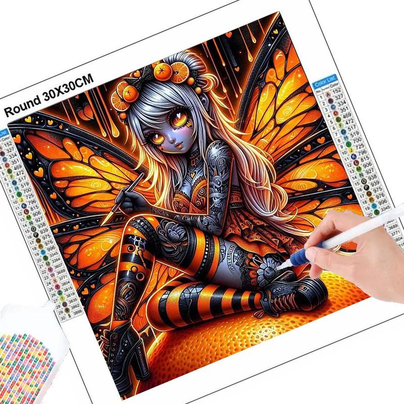 Butterfly Teenager Pattern DIY Diamond Arts Colorful Painting Kit without Frame, DIY 5D Diamond Arts Colorful Painting Kit, Wall Art Decor for Home