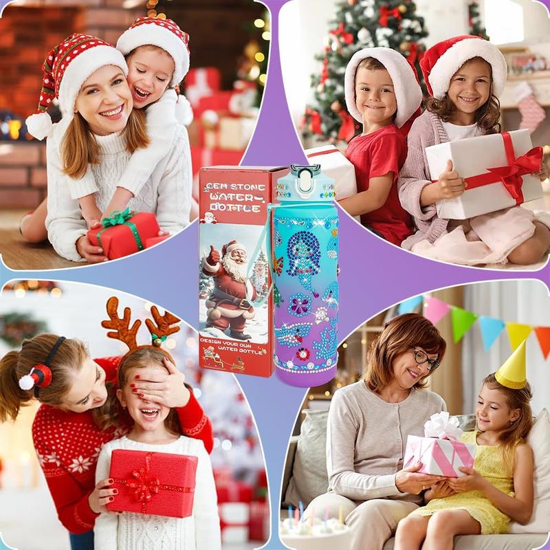 Christmas gift Decorate Your Own Water Bottle Kits for Girls Age 4-10, Mermaid Gem Diamond Painting Crafts, Arts and Crafts Kits Girls Kids Toys Birthday Gifts for Girls Age 4 5 6 7 8-13