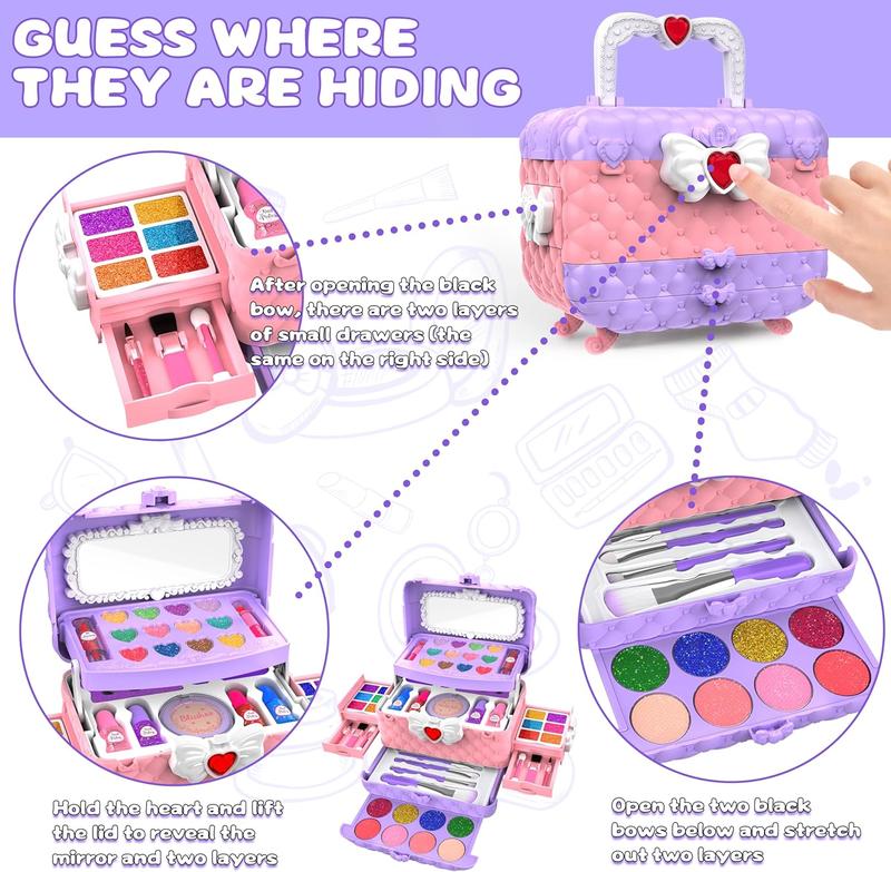 Christmas Makeup Kit for Girl - Makeup Kit Toys for Girls Washable Real Make-up Kit Toy for Little Girls, Toddler Make up & Non-Toxic Cosmetic Set