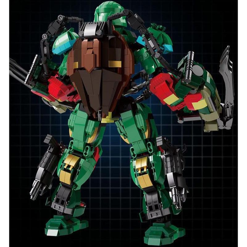 TOYSLINE-Red Mecha Ninja Turtle Raphael Armor Mecha Transformation Robot Toy MOC 288007 DIY Building Blocks Gifts for Children and Adults