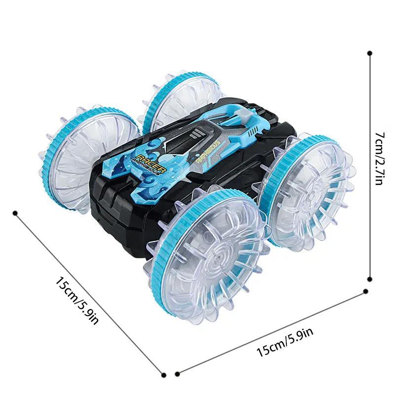 Waterproof Remote Control Car, 360° Rotating Double-sided Stunt Remote Control Car with Cool Light Effect, Electric & Remote Control Toys for Kids