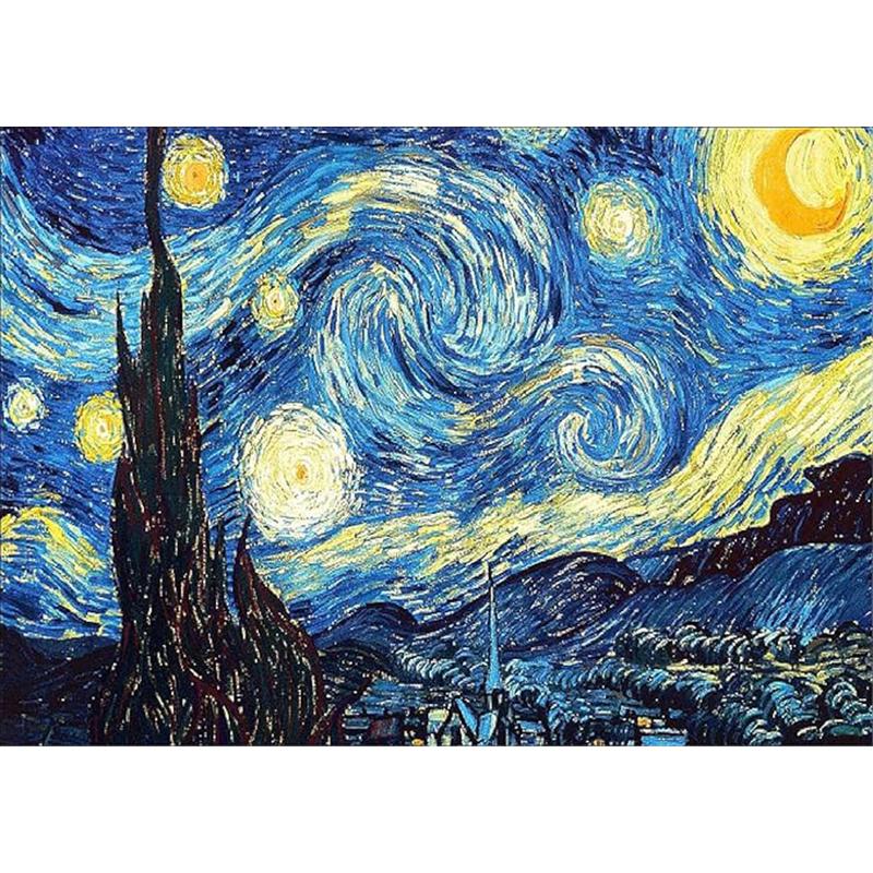 Van Gogh Starry Night Diamond Painting Kits,5D Diamond Art Van Gogh Full Drill Craft Painting Gift for Adult、Home Decor(30x40cm 12x16 Inches)