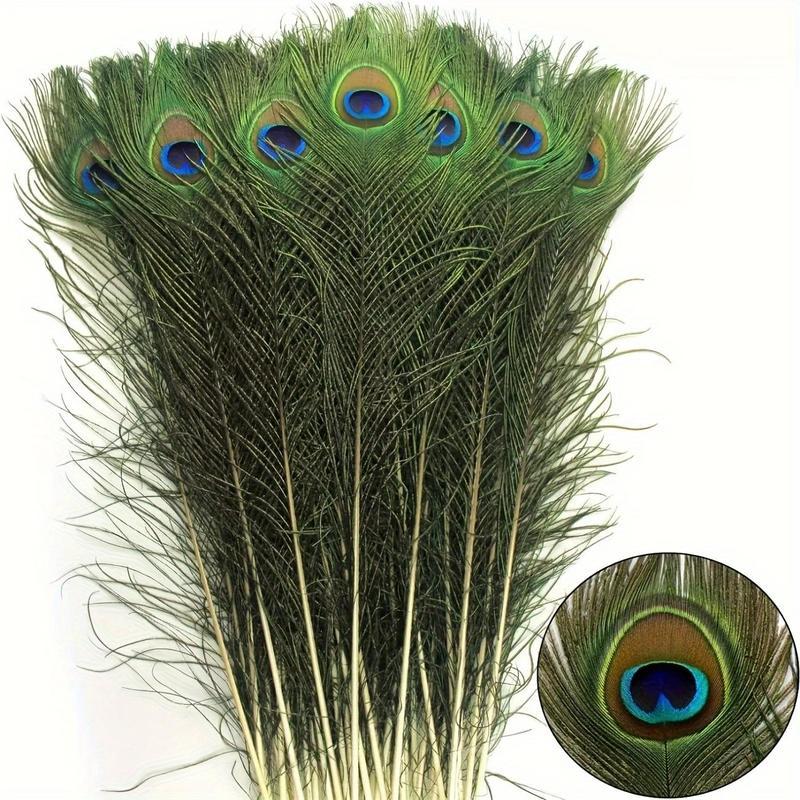 Artificial Peacock Feathers, 18pcs set Faux Feather, Scene DIY Craft for Home Room Table