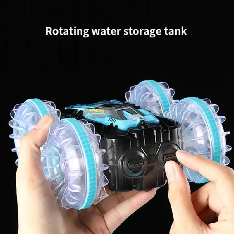 Waterproof Remote Control Car, 360° Rotating Double-sided Stunt Remote Control Car with Cool Light Effect, Electric & Remote Control Toys for Kids