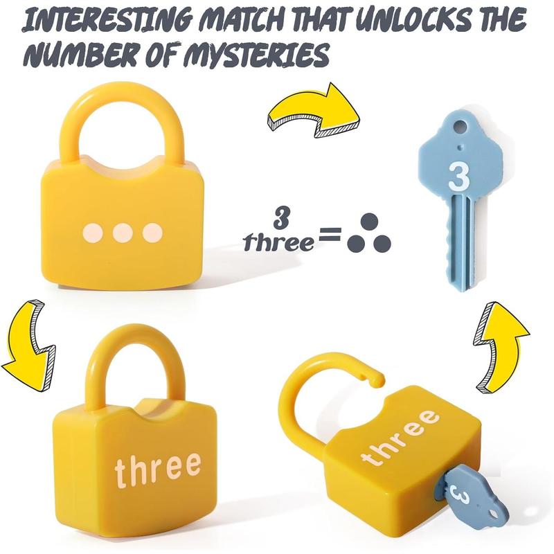 Kids Learning Locks with Keys Numbers Matching & Counting Montessori Educational Toys for Ages 3 yrs+ Boys and Girls Preschool Games Gifts