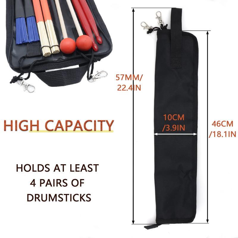 Portable Drum Stick Bag | Small Hanging Storage Case for Drumsticks | Durable Holder with Inside Hooks | Ideal for Mallets & Percussion Instruments
