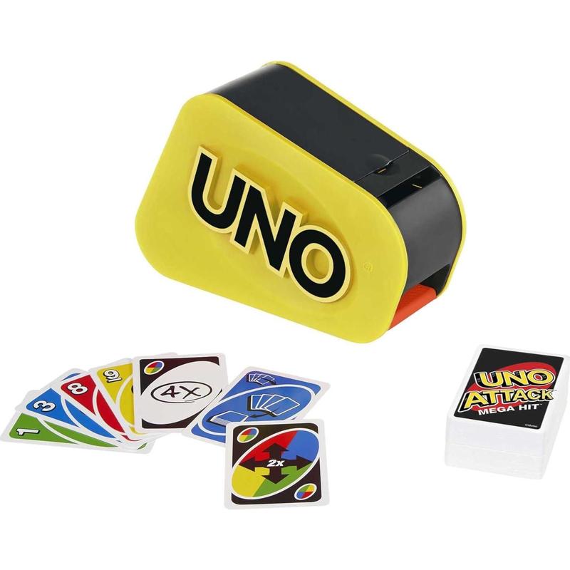 UNO Attack Card Game for Family Night with Card Launcher Featuring Lights & Sounds, Plus Mega Hit Rule ( Exclusive)