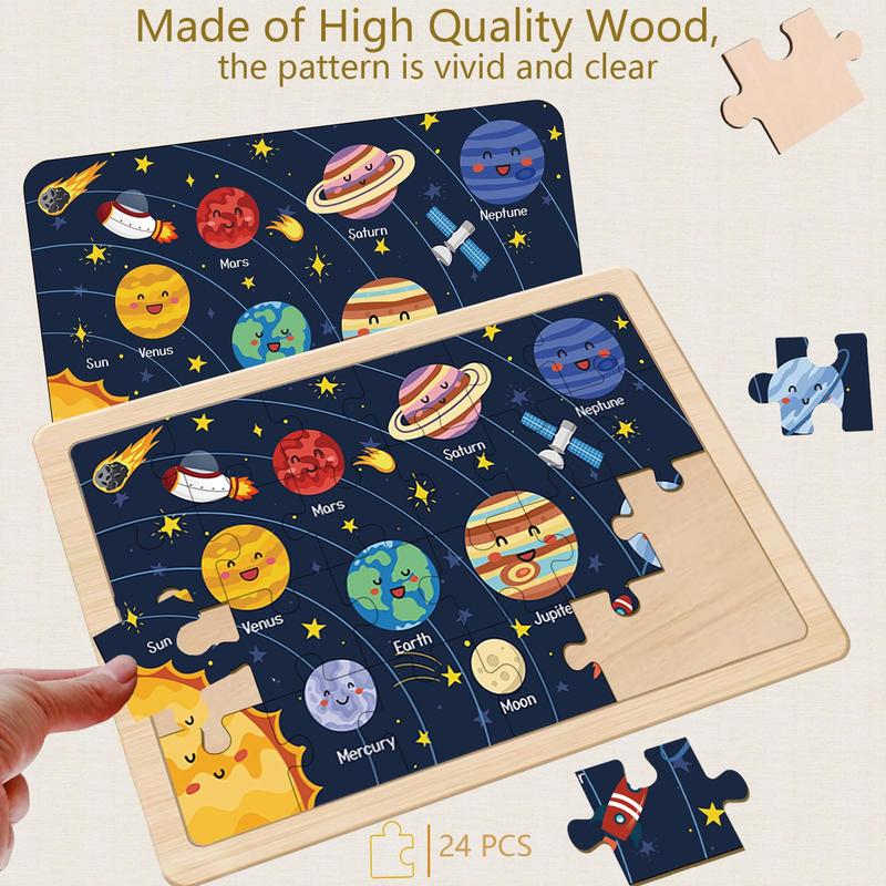 Puzzles for Kids Ages 4-6, 4 Pack 24 Pieces Wooden Puzzles for Toddlers Ages 3 4 5 6 7 8 Year Olds Puzzles Toys. Children Jigsaw for Boys and Girls Gifts Educational Learning Toys