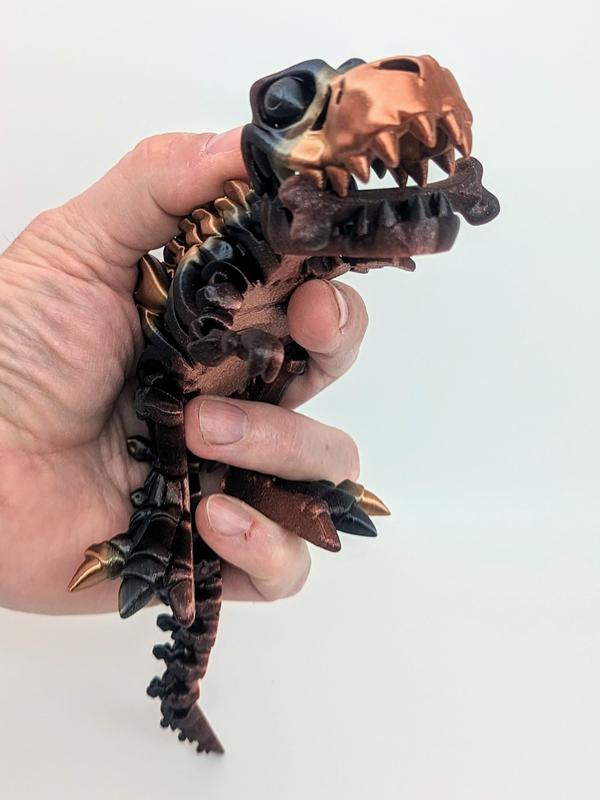 Articulated Skeleton T-Rex with stand and bone 3D printed