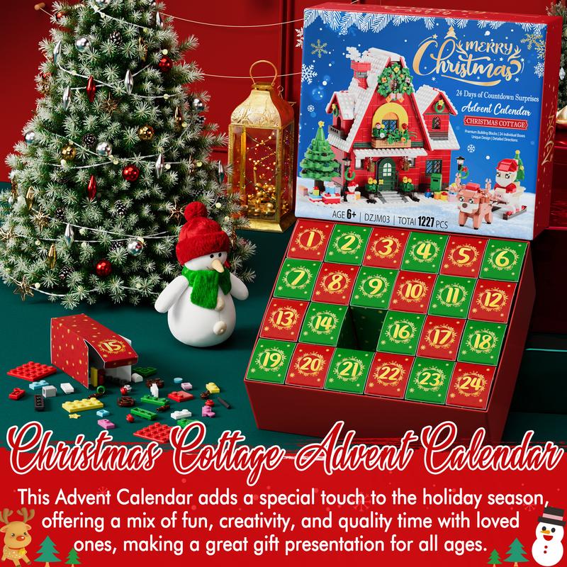 Advent Calendar 2024 , 24 Days Surprise Christmas Tree 3D Puzzles Blocks Christmas Countdown Calendar Gift Box with 1024 PCS Xmas 3D Puzzle Bricks Toy Decor for Boys Girls Women Men