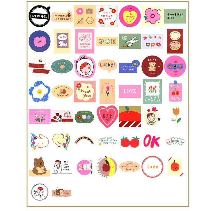 50pcs Cute Cartoon Pattern Waterproof Computer Sticker, Decorative Sticker, Scrapbook Decoration For Student