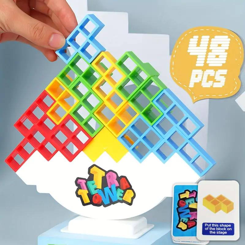 48 Pcs Tetra Tower Balance Stacking Blocks Game, Balance Board Games,Balancing Games,Halloween Party Christmas Gift For Family Games, Parties, Travel