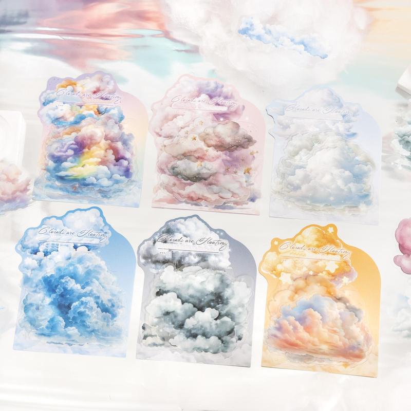 Cloud Shaped Sticker, 10pcs set Colorful Cloud Pattern Decorative Sticker, DIY Decals for Scrapbooking, Journaling, Gift Wrapping, Christmas Gift