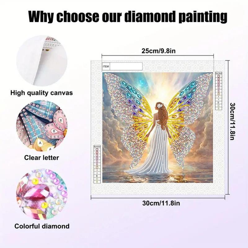 Butterfly Wing Girl Pattern DIY Diamond Arts Colorful Painting Kit without Frame, DIY 5D Diamond Arts Colorful Painting Kit, Wall Art Decor for Home