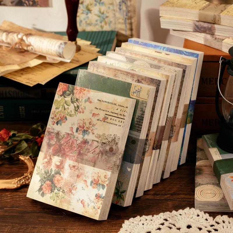 100 Sheets Of Retro Material Paper Paper Retro Literary Style DIY Basic Materials