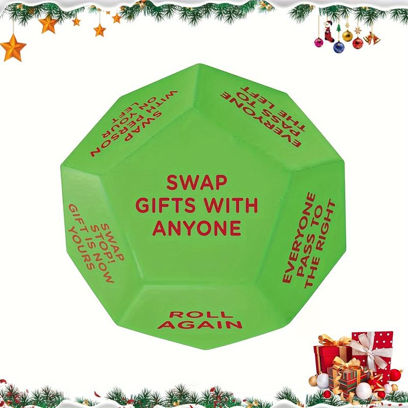 [Customer Favorite] Christmas Party Favor Dice - 3x3 Inch Santa Gift Exchange Game, 12 Unique Sides for Festive Holiday Fun & Family Entertainment Holiday Decorations