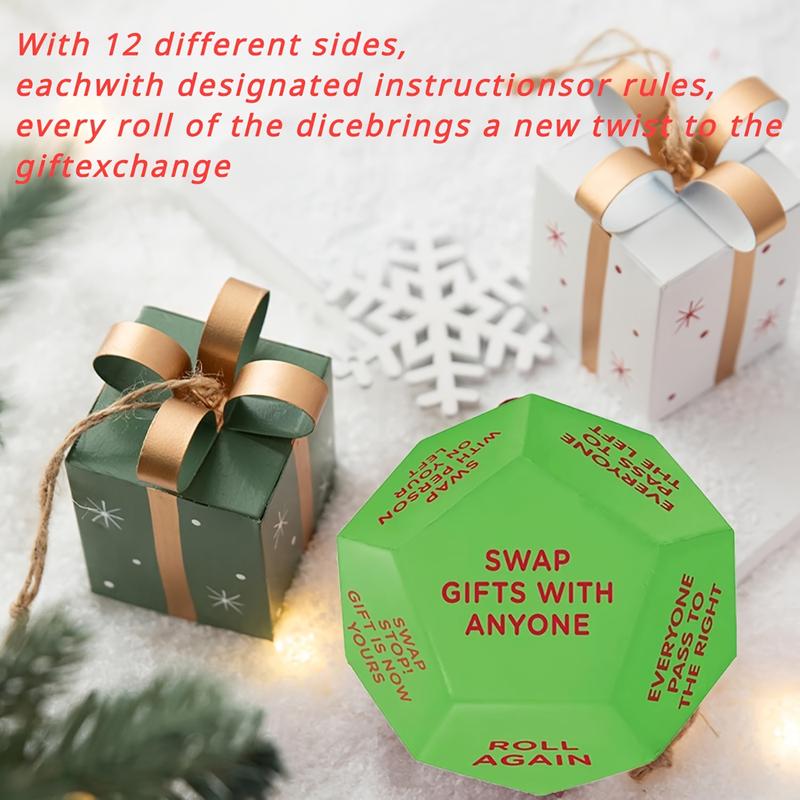[Customer Favorite] Christmas Party Favor Dice - 3x3 Inch Santa Gift Exchange Game, 12 Unique Sides for Festive Holiday Fun & Family Entertainment Holiday Decorations