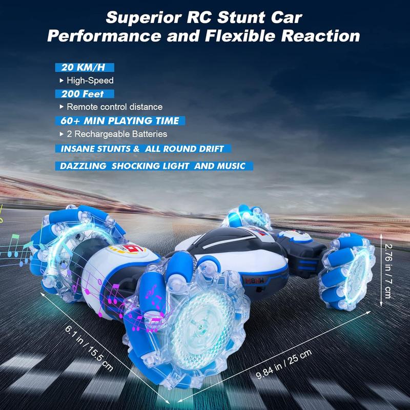 4WD Gesture Sensing RC Stunt Car - 360° Rotate, Off-Road Drift with Lights & Music, Remote Control Toy for Kids 6-12, Perfect Birthday & Xmas Gift