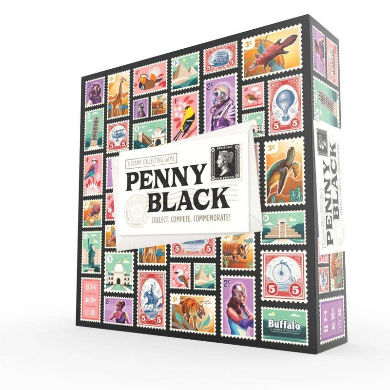 Buffalo Games Penny Black Card Game Strategic Stamp Tiles Tokens 2-4 Players 20