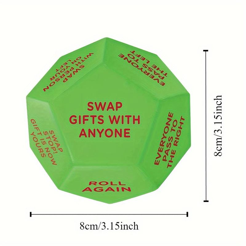 [Customer Favorite] Christmas Party Favor Dice - 3x3 Inch Santa Gift Exchange Game, 12 Unique Sides for Festive Holiday Fun & Family Entertainment Holiday Decorations