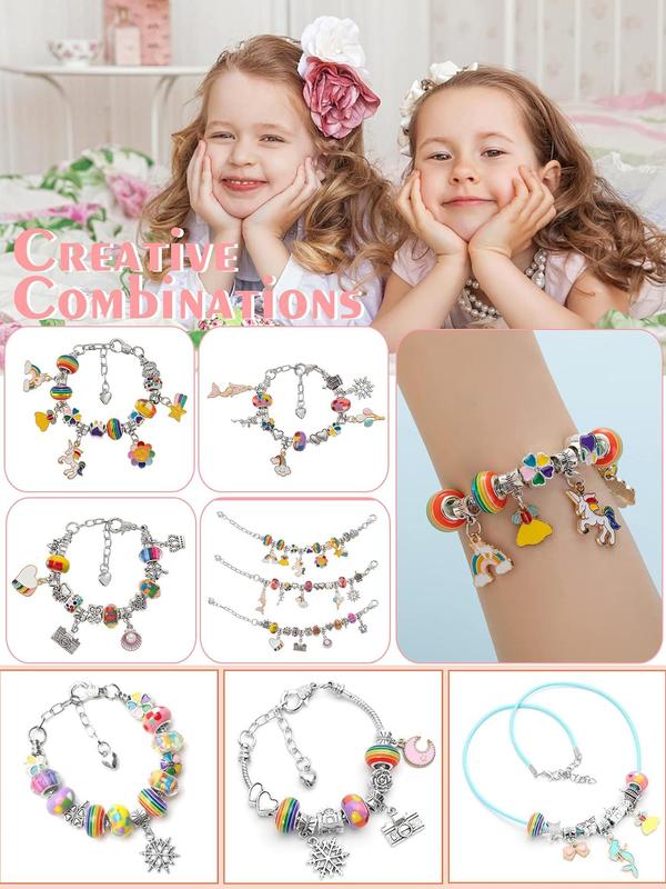 Unicorn Themed Jewelry Making Kit, Including Beads & Charms & Accessories, Diy Jewelry Making Kit for Bracelet Necklace Earrings Making, Cute Gift for Girls