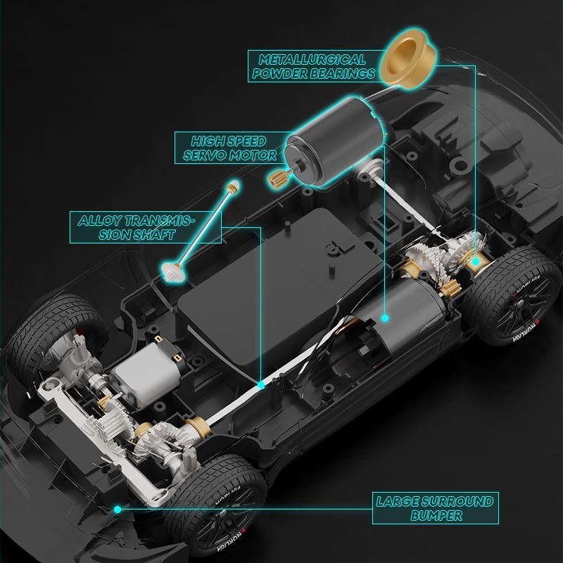 Wireless Remote Control High Speed Drift Car, Four-wheel Drive Power Racing Car with LED Headlights & Replaceable Wheel, Interactive Car Toy for Birthday Gifts