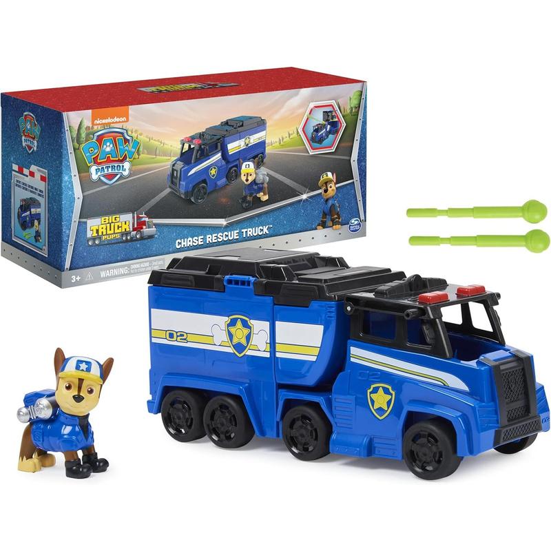 Paw Patrol, Big Truck Pup’s Chase Transforming Toy Trucks with Collectible Action Figure, Kids Toys for Ages 3 and up
