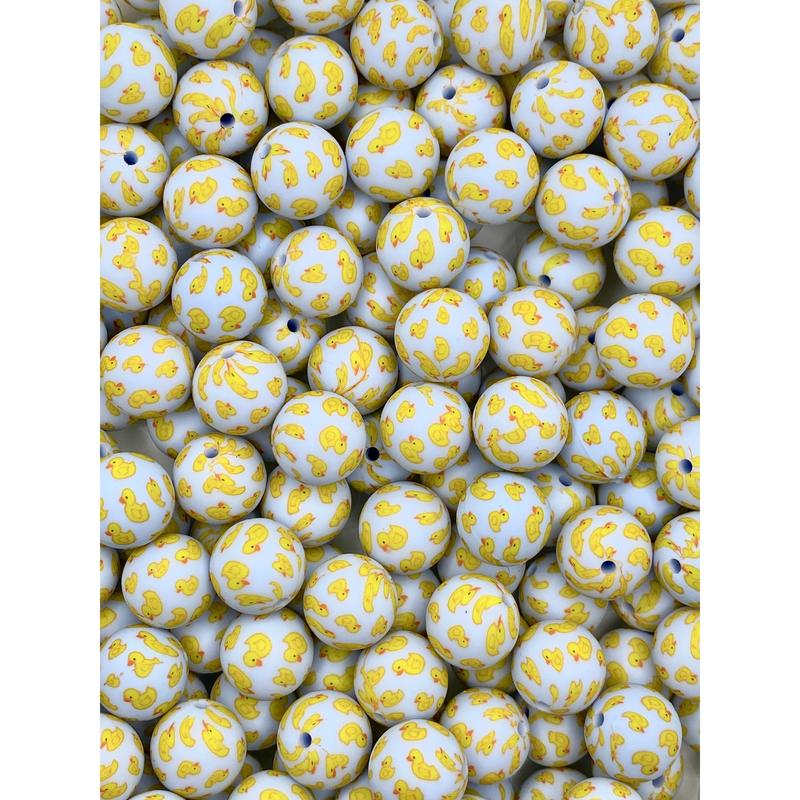 So Duckin' Cute Printed Silicone Beads | Duck Beads | Animal Beads