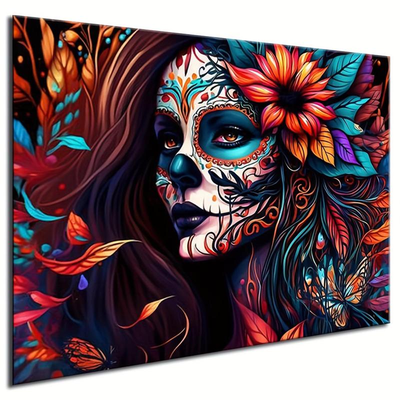 Skull Woman Pattern DIY Diamond Arts Colorful Painting Kit without Frame, DIY 5D Diamond Arts Colorful Painting for Bedroom Wall Decor