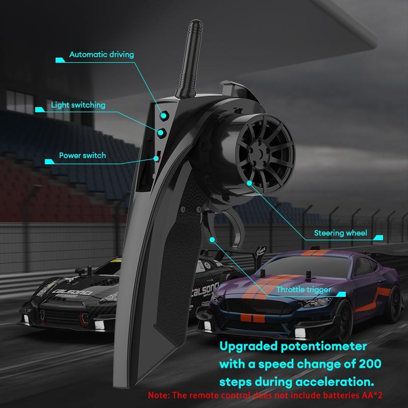 Wireless Remote Control High Speed Drift Car, Four-wheel Drive Power Racing Car with LED Headlights & Replaceable Wheel, Interactive Car Toy for Birthday Gifts