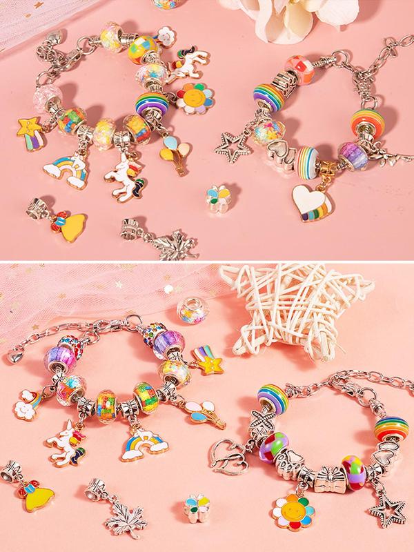 Unicorn Themed Jewelry Making Kit, Including Beads & Charms & Accessories, Diy Jewelry Making Kit for Bracelet Necklace Earrings Making, Cute Gift for Girls