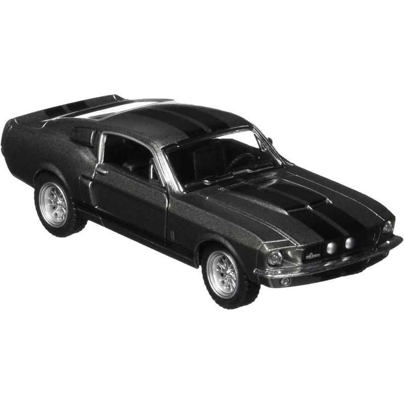 KiNSMART 1967 Ford Shelby Mustang GT500 Gray 1:38 Scale 5 Inch Die Cast Model Toy Race Car w Pullback Action