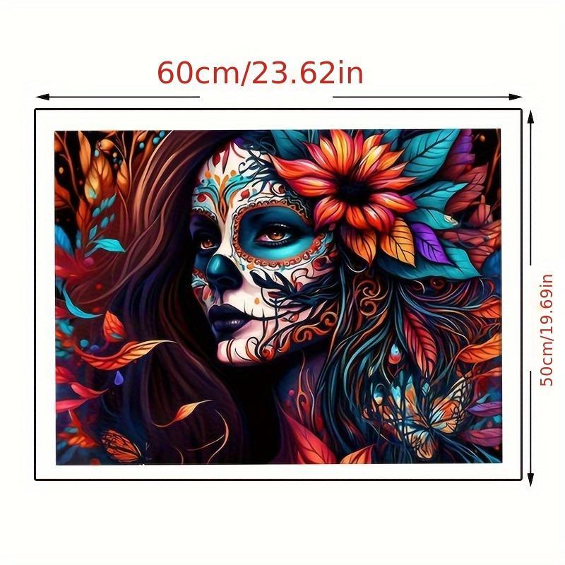 Skull Woman Pattern DIY Diamond Arts Colorful Painting Kit without Frame, DIY 5D Diamond Arts Colorful Painting for Bedroom Wall Decor