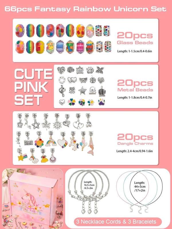 Unicorn Themed Jewelry Making Kit, Including Beads & Charms & Accessories, Diy Jewelry Making Kit for Bracelet Necklace Earrings Making, Cute Gift for Girls