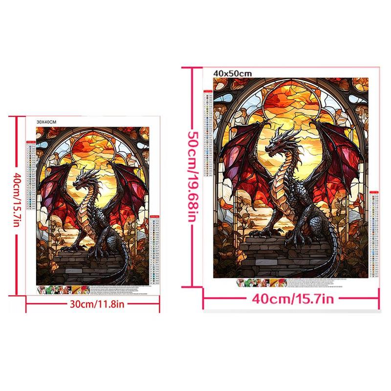 5D DIY Diamond Arts Colorful Painting Kit, Dragon Pattern Diamond Arts Colorful Painting without Frame, DIY Decor Painting for Bedroom
