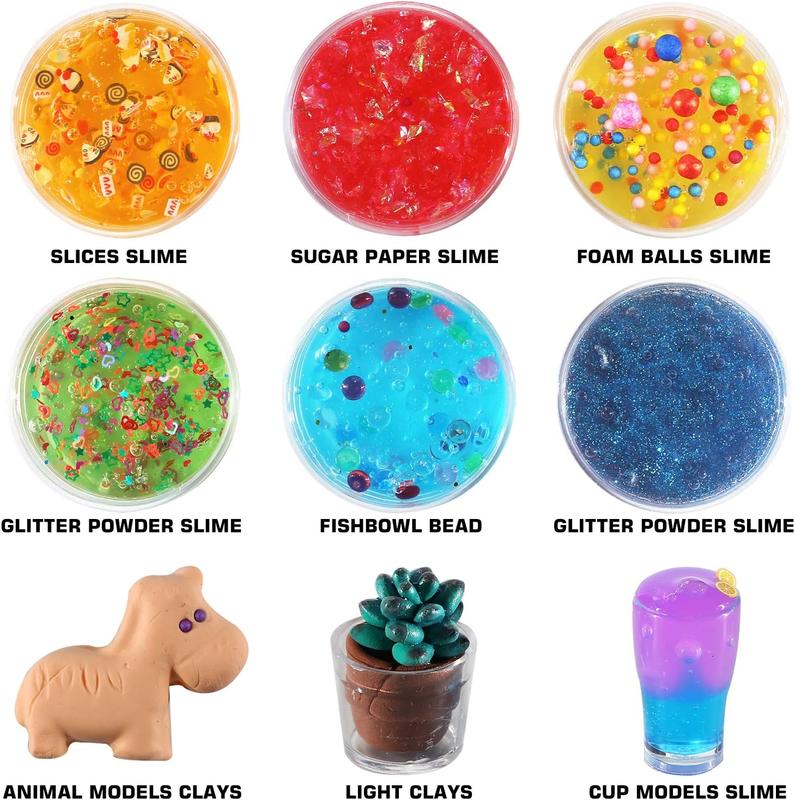 Christmas gift 126 Pcs DIY Slime Making Kit for Girls Boys - Birthday Idea for Kids Age 5+. Ultimate Slime Supplies Include 28 Crystal Slime, 2 Glow in The Dark Powder, 48 Bottle Glitter Jar etc.