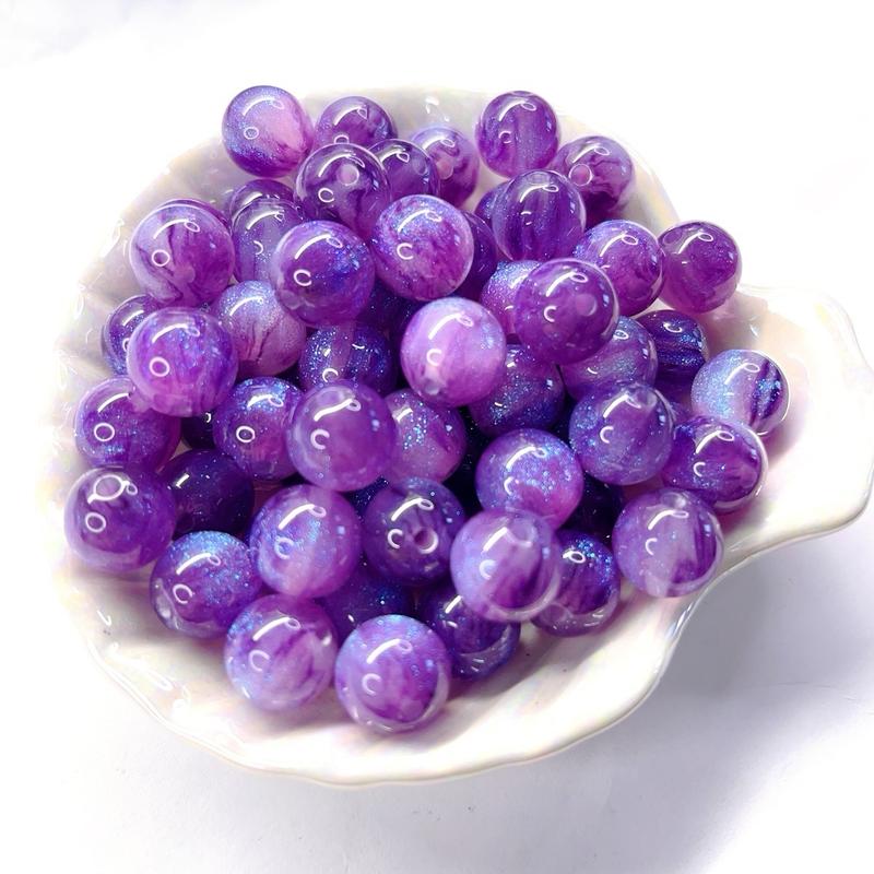 DIY 10mm 12mm Cat Eye Round Bead, Resin Colourful Round Loose Spacer Bead For Jewelry Making, Bracelet Earring Necklace Handmade Phone Chain Ornament Making Bead Lustrous Smooth and shiny