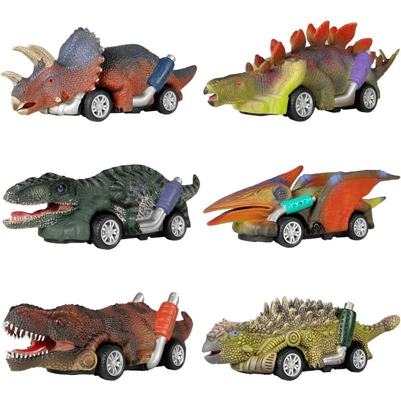 DINOBROS Dinosaur Toy Pull Back Cars,6 Pack Dino Toys for 3 Year Old Boys Girls and Toddlers,Boy Toys Age 3,4,5 and Up,Pull Back Toy Cars,Dinosaur Games with T-Rex