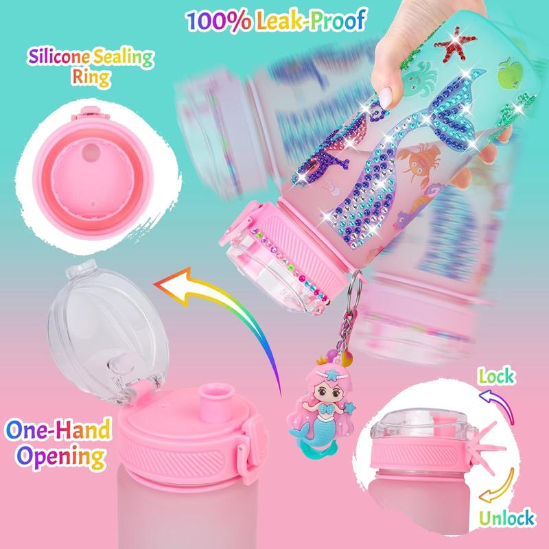Decorate Your Own Water Bottle Kits for Girls - 5 6 7 8 Year Old Girl Birthday Gifts, Mermaid Toys for Girls, Fun Mermaid Painting Arts and Crafts Gifts for Girls Ages 6-12, Christmas Gifts