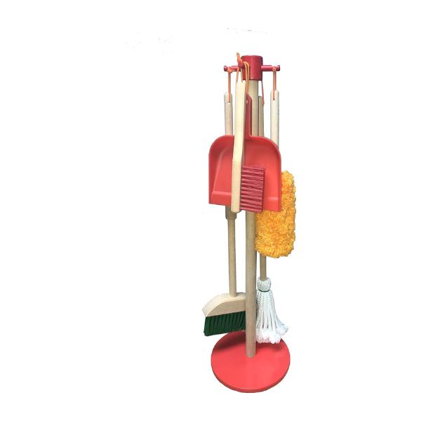 Christmas gift  just For Kids Wooden Detachable Kids Cleaning Set - Duster, Brush, Mop, Broom and Hanging Stand Play - Housekeeping Kit - STEM Toys for Toddlers Girls & Boys, Total 6 Pieces,Multi Color,10071