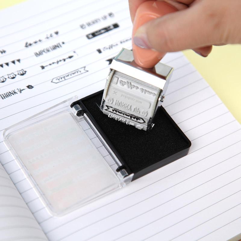Crafty Roller Stamp with Ink Pad, 1 Count 12 Unique Designs Roller Stamp, Stamp for DIY Handmade, Scrapbooking, Journaling