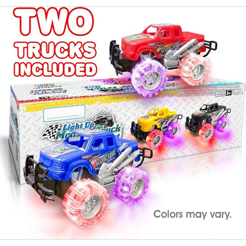 Light Up Monster Trucks for Boys and Girls, Toy Truck Set of 2, Monster Trucks for Boys 3-6 Years Old, Toddler Monster Truck Toys, Light Up Trucks, Easter Gifts for Kids